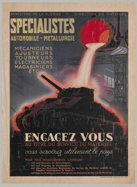 Affiche du service du matériel, 1945