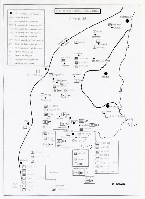 Carte des déploiements des unités de service 